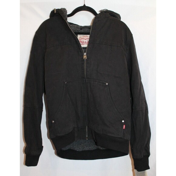 Levi’s Canvas Hooded Utility Jacket Men’s Sherpa Lined Work‎ Jacket Black M $225 - Picture 4 of 6